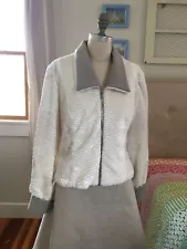 Lined Faux Persian Lamb Fur Jacket with Felted Wool Trim Custom Made Size Medium