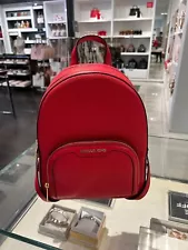 Michael Kors Jaycee Medium Pebbled Leather Travel School Backpack in Bright Red