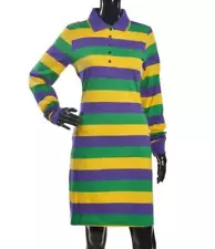 Womens Large Classic Mardi Gras Dress with Pockets Purple Green Gold