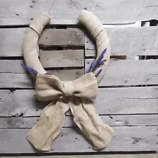 Charming Country Farmhouse Lavender Horseshoe Floral wreath size ~16"