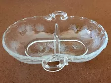 Fostoria Century Divided Relish Dish With Hard To Find Milkweed Etched Pattern