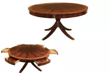 Round Pedestal Mahogany Dining Table w/ Mahogany Placemats, 62" Seats 6, SALE