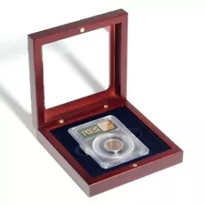 1 Slab Coin Display Box Mahogany Wood Style PCGS NCG ANACS Case w/ Window Sale