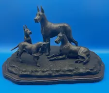 TONY ACEVEDO COLD CAST BRONZE FIGURINE OF A GREAT DANE DOG FAMILY, LT EDITION