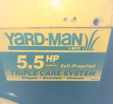 Yard-Man Triple Care System Chipper Shredder Lawn Leaf Vacuum Self Propelled