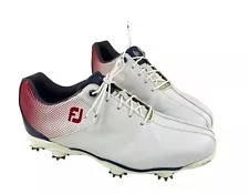 FootJoy Men’s Sz 10 M DNA Helix Golf Shoes Soft Spike 53317 White/Red/Blue