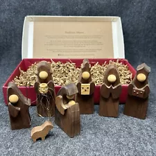 Wooden Handcrafted Nativity Set 7pc Bundle in Old Hickory Farm Box