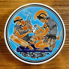 Ceramic Tile/Coaster Hand Made by NIARCHOS HELLAS. Achilles serving Patrolsus