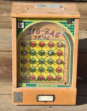 Vintage M-T Sales Chicago IL 1 Cent Zig Zag Skill Coin Op Machine w Key