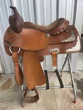 Western Show Saddle with Silver Accents