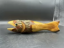 Vintage hand carved wood fishing lure decor