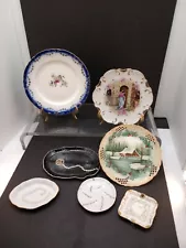 Vtg 7 Hand Painted Floral Plates For Decor Estate Sale Some Signed, Read Please