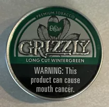 Grizzly EMPTY OHIO Long Cut Wintergreen Tobacco Collectible Can/Tin