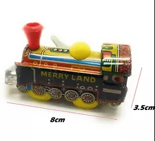 Old Vintage Tin Wind Up Train Engine Toy from India 1960 For Sale