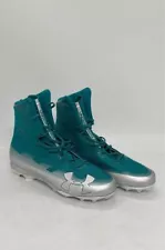 New Men's Under Armour Blue and Silver Highlight Football Cleats, Size 13