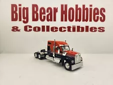 1/64 DCP/First Gear Red & Blue Kenworth W990 76" Mid Roof Sleeper Tractor