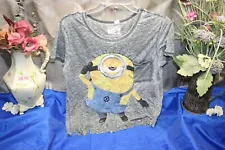 Despicable Me Women's Gray Tie-Dyed Minion T-Shirt Top Size Medium shirt Sale!*