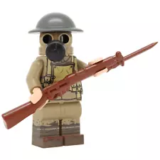 United Bricks WW1 Military Minifigure British Soldier with Gas Mask Custom