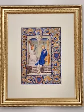 The Annunciation, vintage framed Medieval illuminated manuscript print