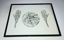 11" X 9" Grateful Dead Stlye Framed Art Glass Drawing