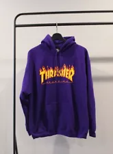 Vintage Thrasher Magazine Hoodie Sweatshirt Flame Fire Logo Purple Men’s L