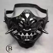 Japanese Oni Demon Samurai Warrior Cosplay Halloween Masquerade Mask [Black]