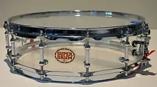 snare drum Acrylic 12-lug by Superdrum 4 by 14 See/hear video FREE shipping