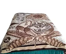 Vintage Biederlack Blanket Coyote Dream Catcher Feathers Native American Spirit