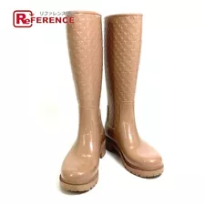 Louis Vuitton Monogram Splash Line Rain Boots Long Rubber Beige Ladies Used