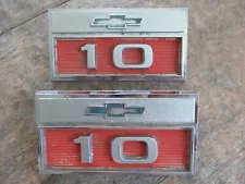 PAIR OF ORIGINAL FENDER EMBLEMS FOR 1966 CHEVROLET C10 PICKUP