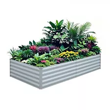 TOUFUN Raised Garden Bed 6x3x1.5FT - Galvanized Steel Planter for Outdoor Veg...