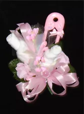 Baby Shower Corsage With Pink Big Pin Rattle Handmade