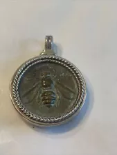 Greek Bee Ancient Coin Sterling Silver Pendant