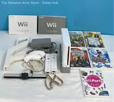 Nintendo Wii 'White' (Tested, Works) w/ 2 Wiimotes & Nunchucks, 5 Games, & More