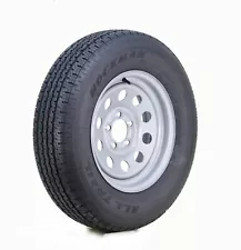 ROCKMAN Trailer Tire Assembly ST205/75R15 8-Ply Silver Mod Rim 5 Lug on 4.5"