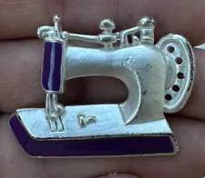 Sewing Machine Seamstress Purple Lapel Pin Brooch