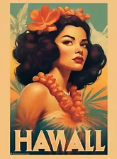 Vintage Hawaii Travel Poster Printed on Premium Photo Paper 11" x 17"