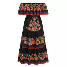 Mexican Dress for Women Traditional Fiesta Outfit Cinco De Mayo Bohemian Flor...