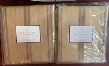 POTTERY BARN Gold SILK Stripe Drapes Set 2 Pole Pocket Curtains 50 x 96 Rideau