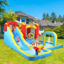 Inflatable Bounce House Castle Kids Water Gun Slide Jumping Bouncer w/Air Blower