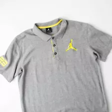 Air Jordan Embroidered Jumpman 23 Men's Large Grey & Yellow Polo