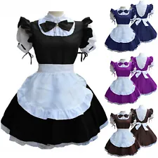 Lady Lolita Waitress Costume Women's Maid Outfit Dress Apron Suit Cosplay US