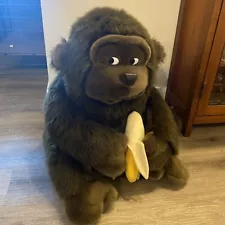 Jumbo Embrace Brown Gorilla W/ Banana 25 Inch Oversized Stuffed Animal Plush Toy