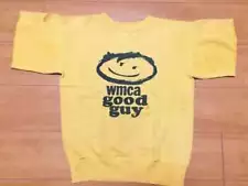 Sweatshirt 70s Vtg Short Sleeve wmca good guy Print Activewear Tops Yellow