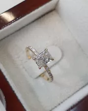 1.32 ct H/VS1 Radiant Cut Diamond Solitaire Engagement Ring 14K Yellow Gold SALE