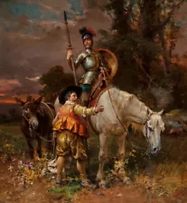 Don Quixote & Sancho Panza Oil painting Wall Art Giclee Printed on canvas P2257