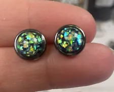 Man Made Opal Stud Earrings