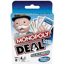 Monopoly Deal Quick-Playing Card Game for Families, Kids Ages 8 and Up and 2-...