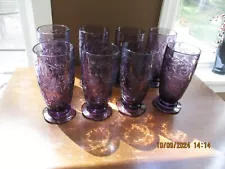 8 - Princess House Fantasia Amethyst Purple 20 oz Footed Tumbler Iced Tea Glass