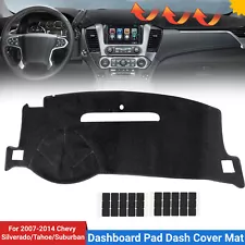 Dashboard Pad Dash Cover Mat for 2007-2014 Chevy Silverado/Tahoe/Suburban Black